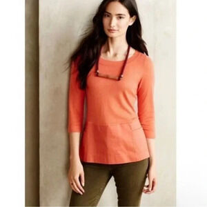 MOTH Anthropologie Breeze Point Orange Wool Blend Sweater Size Small
